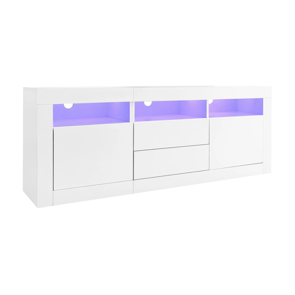 Mobile TV con LED ¨C Xylo ¨C Lucido, 2 Ante, 2 Cassetti, 160x35x60 cm