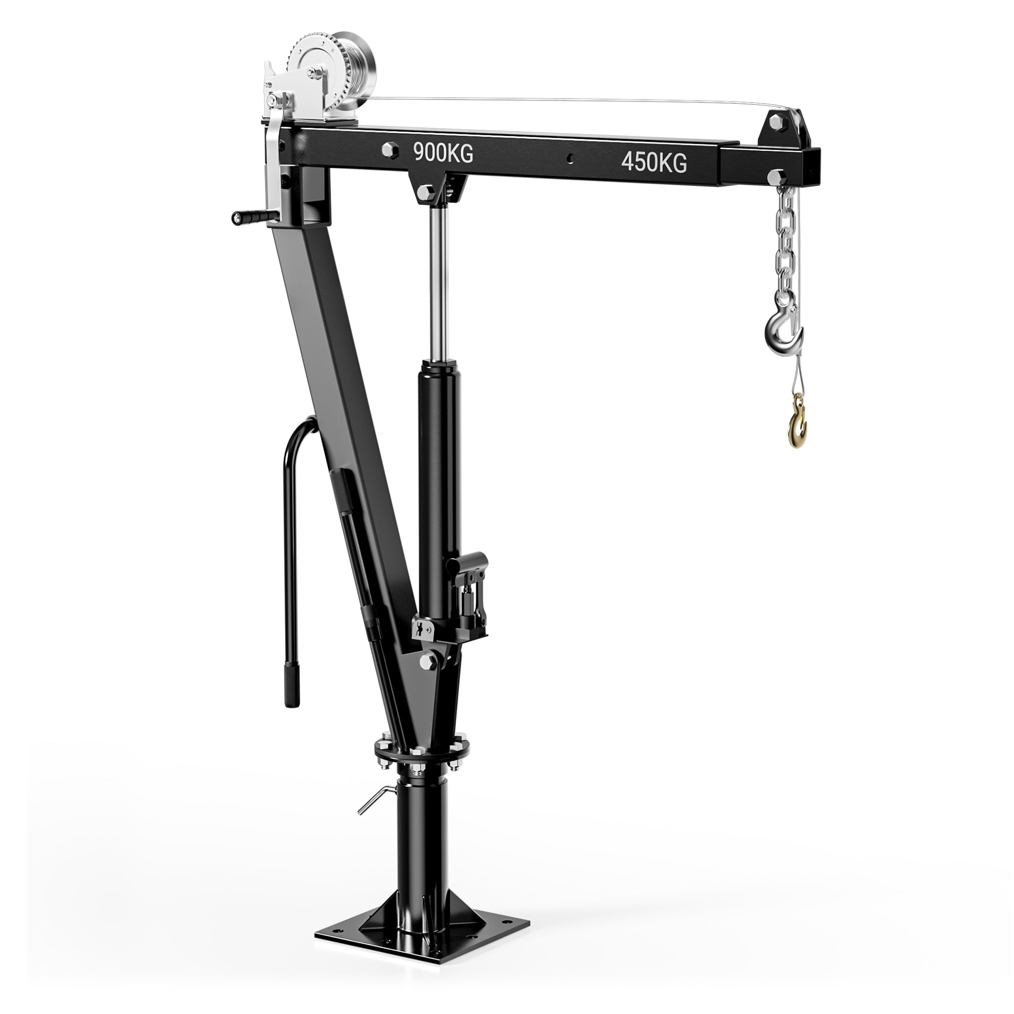 Gruetta per pick up idraulica con verricello max 900 kg 1800 mm girevole a 360° Mini gru di sollevamento