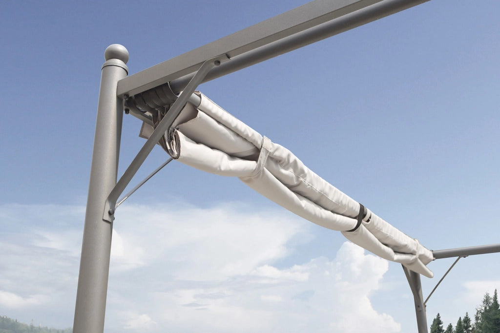 Pergola da Giardino 3x3m in Acciaio e Poliestere Grigio Chiaro