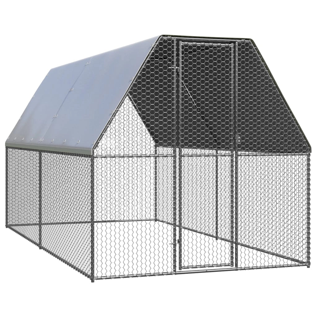 Pollaio da esterno 2 x 4 x 2 m in acciaio zincato con tetto impermeabile 02_0001689