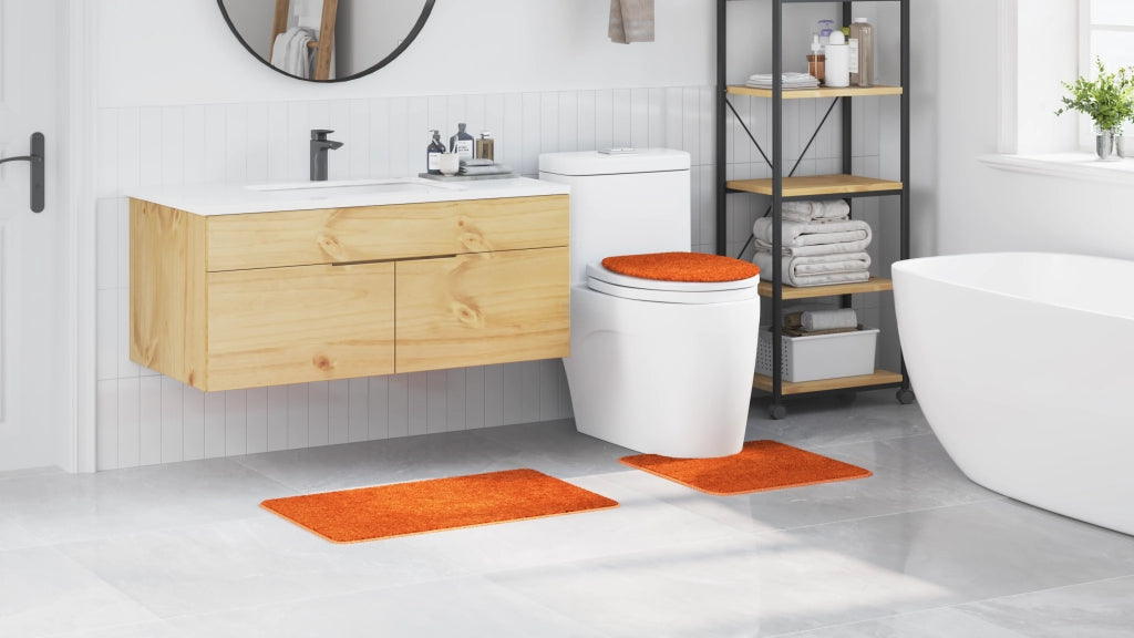 Set di tappetini da bagno 3 pezzi Arancione in polipropilene antiscivolo