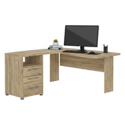 Scrivania Lumpur, Scrittoio multiuso, Tavolo per ufficio porta PC, Piano di lavoro, 159x150 h75 cm, Quercia