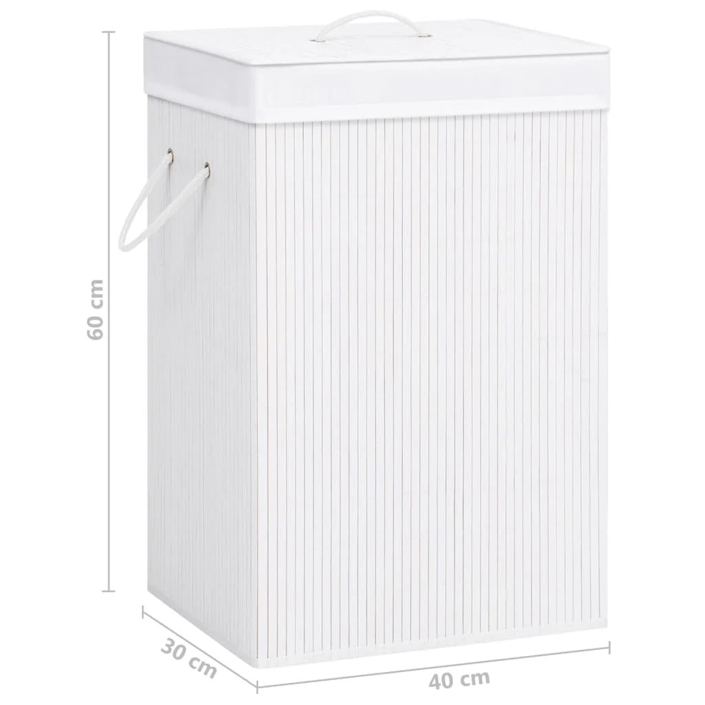 Cesto portabiancheria con un unico scomparto 40 x 30 x 60 cm bambù bianco 02_0006164