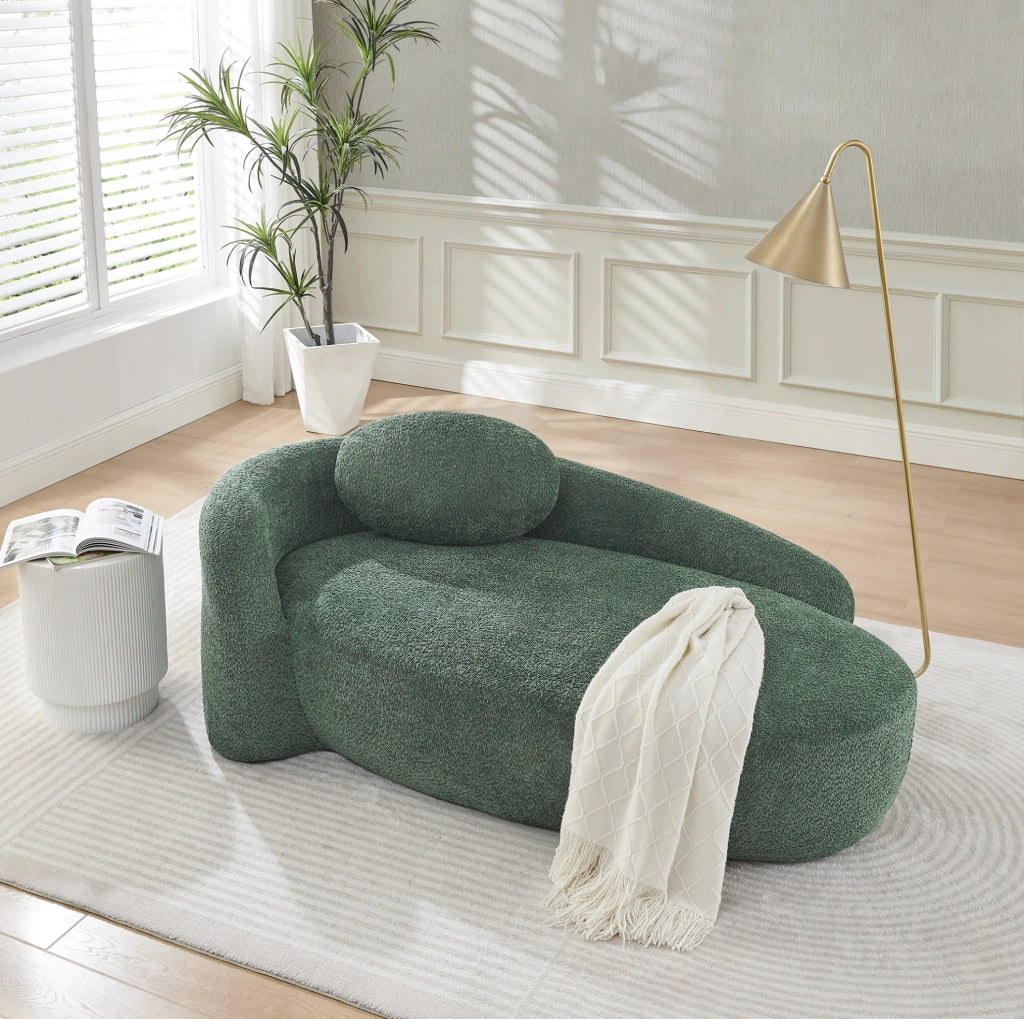 Divano in tessuto Teddy con schiuma ad alta elasticità; design arrotondato; verde