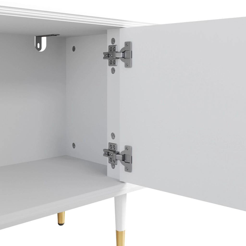 Mobile TV 170x36x54 cm con passacavi e chiusura soft-close in MDF bianco