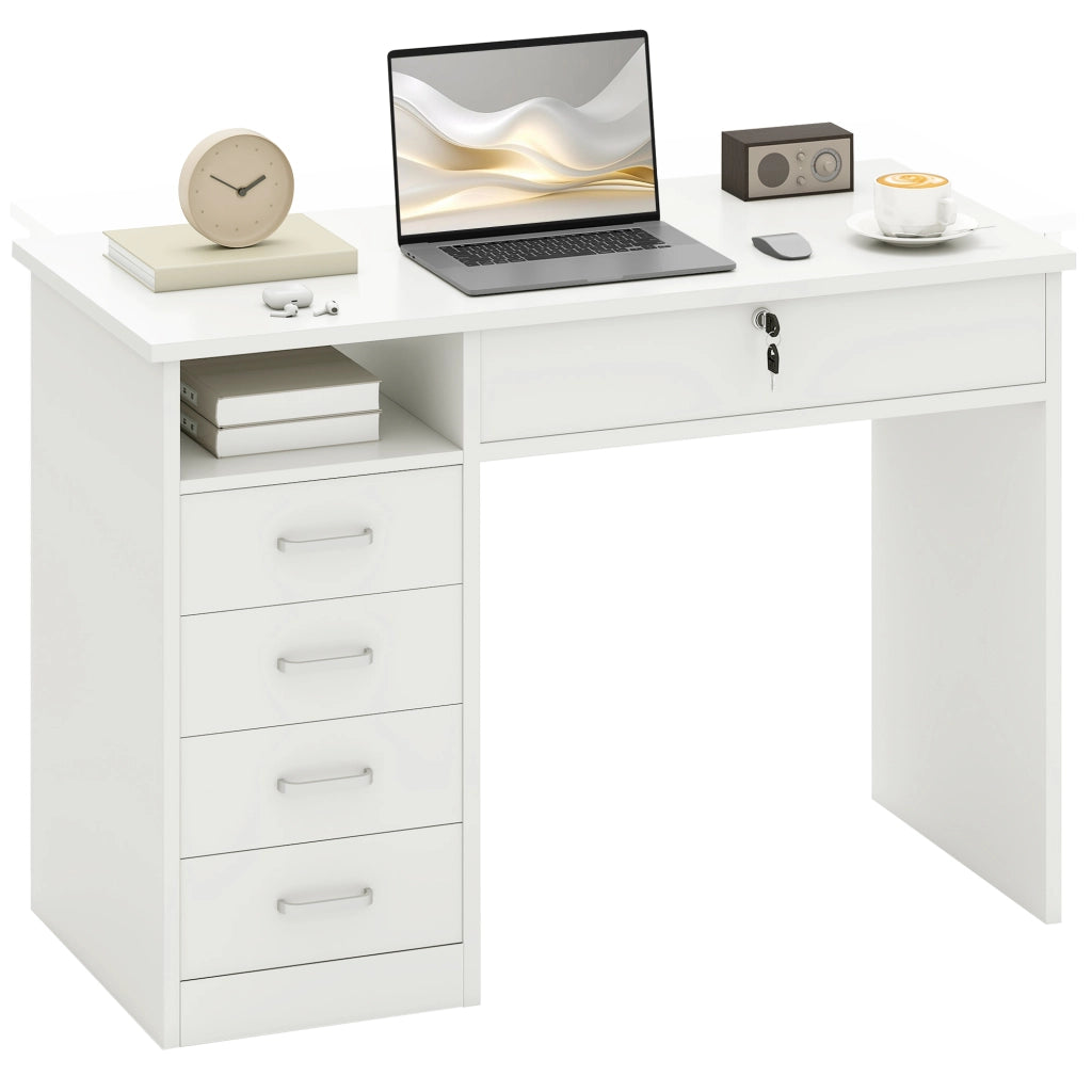 Scrivania in Legno con 2 Cassetti ¨C zephmum ¨C 110x50x76cm Bianco