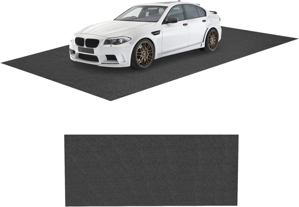 Tappeto per auto, tappetino antiscivolo e impermeabile, protezione contro fango, neve, olio e acqua, facile da tagliare, tessuto poliestere e LDPE, per garage, casa, ufficio, nero (600 x 220 cm)