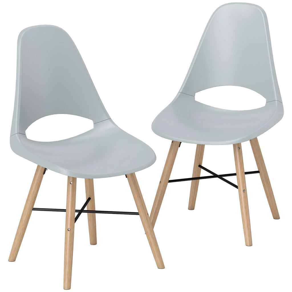Set 2 Sedie da Pranzo ¨C Xylo ¨C Schienale Curvato Plastica Grigio Gambe Legno