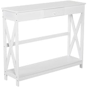 Tavolo console in legno con cassetto e ripiano ¨C zephmum ¨C 100x30x81cm bianco