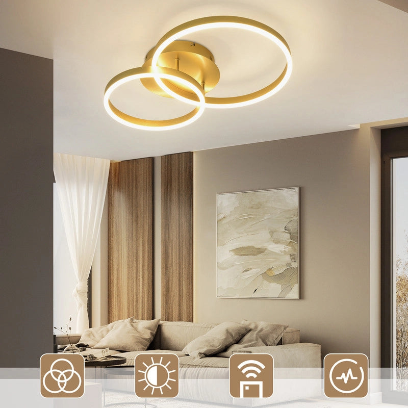 ZMH Lampada da soffitto plafoniera LED dorata dimmerabile 46W telecomando per camera letto soggiorno sala pranzo