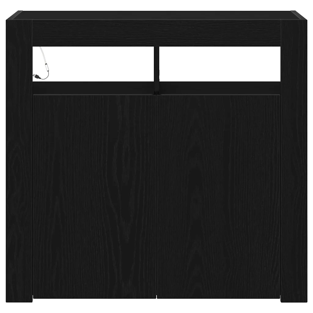 Credenza Rovere Nero 80 x 35 x 75 cm Legno multistrato 862568