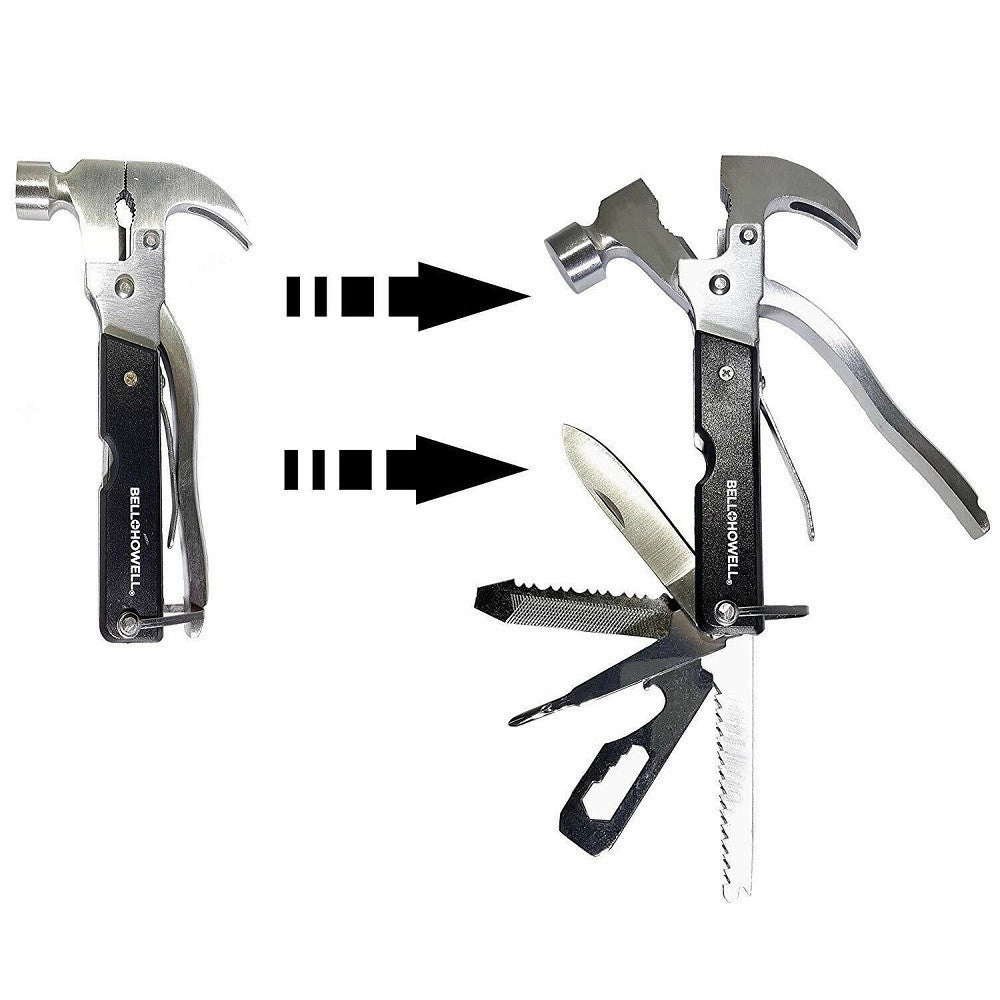 Trade Shop - Tac Tools Utensile Multifunzionale 18 In 1 Forma Di Martello Acciaio Inox -