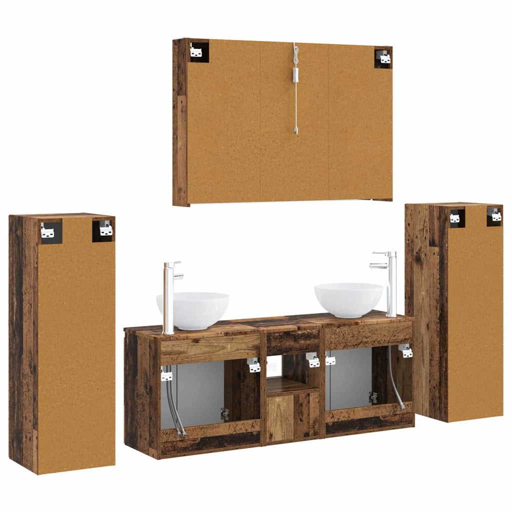 Set di mobili per il bagno 6 pcs Legno antico 3407157