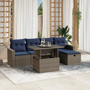 Set Divani da Giardino 6 pz con Cuscini Grigio in Polyrattan 3274811