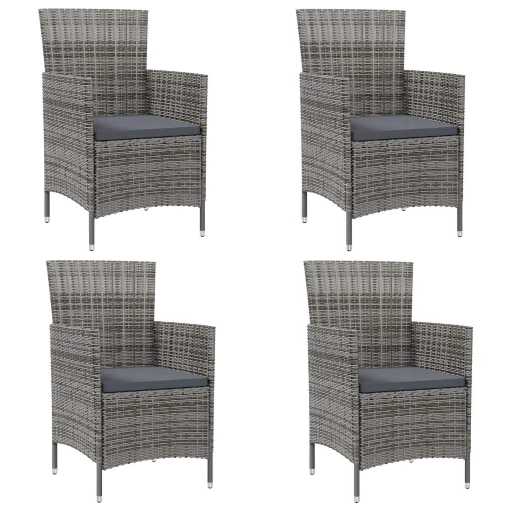 Sedie da Giardino 4 pz con Cuscini in Polyrattan Grigio cod mxl 6295