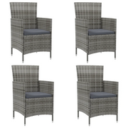Sedie da Giardino 4 pz con Cuscini in Polyrattan Grigio cod mxl 6295