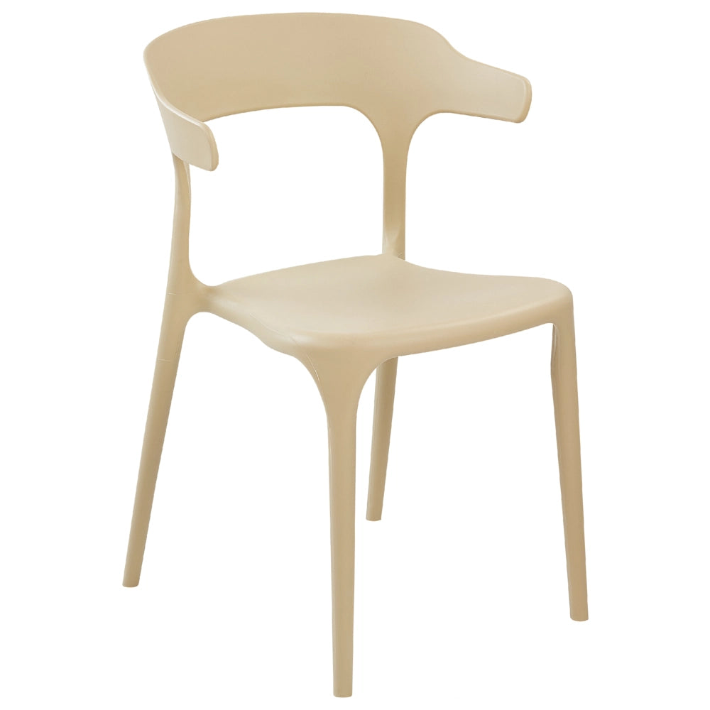 Set di 8 sedie in plastica beige resistente moderne per interno ed esterno stile moderno contemporaneo