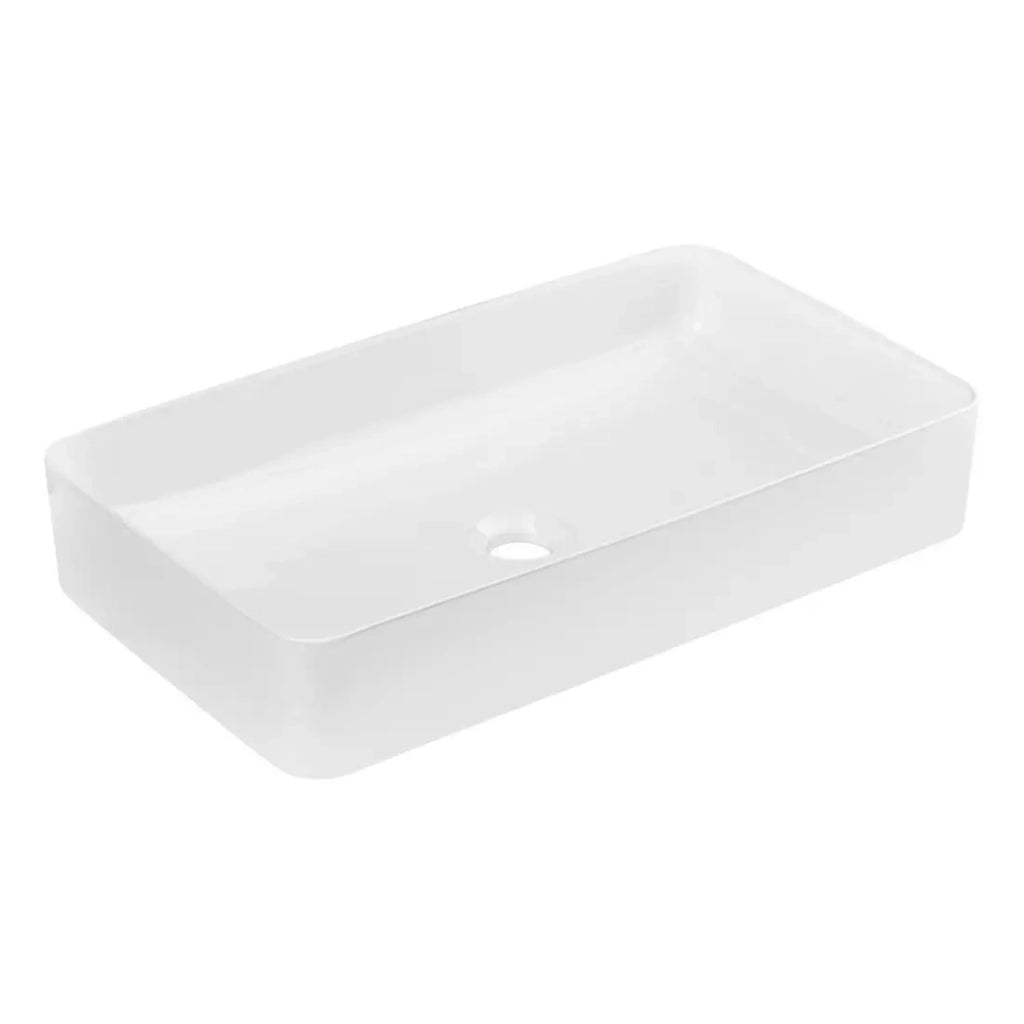 Lavabo rettangolare da appoggio 61x34 cm in ceramica bianca lucida