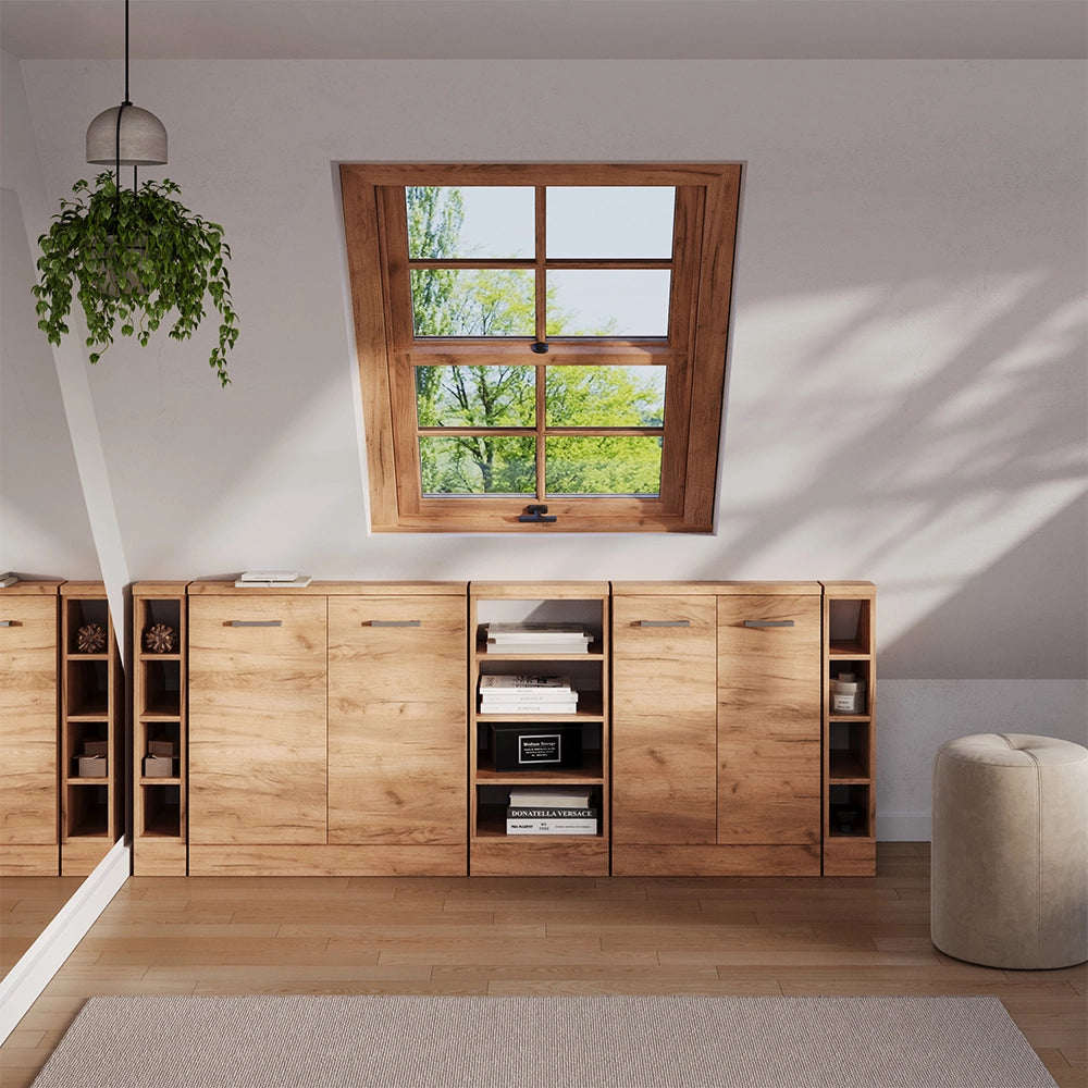 Mobile cucina sottotetto R-Line Rovere dorato 40 cm con 4 scomparti Vicco