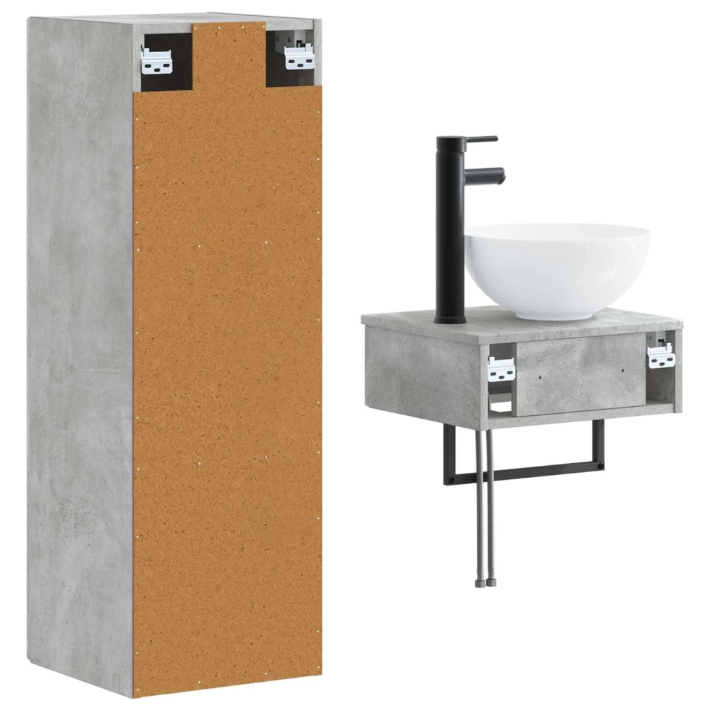 Set di mobili per il bagno 2 pz Grigio Cemento 3406096