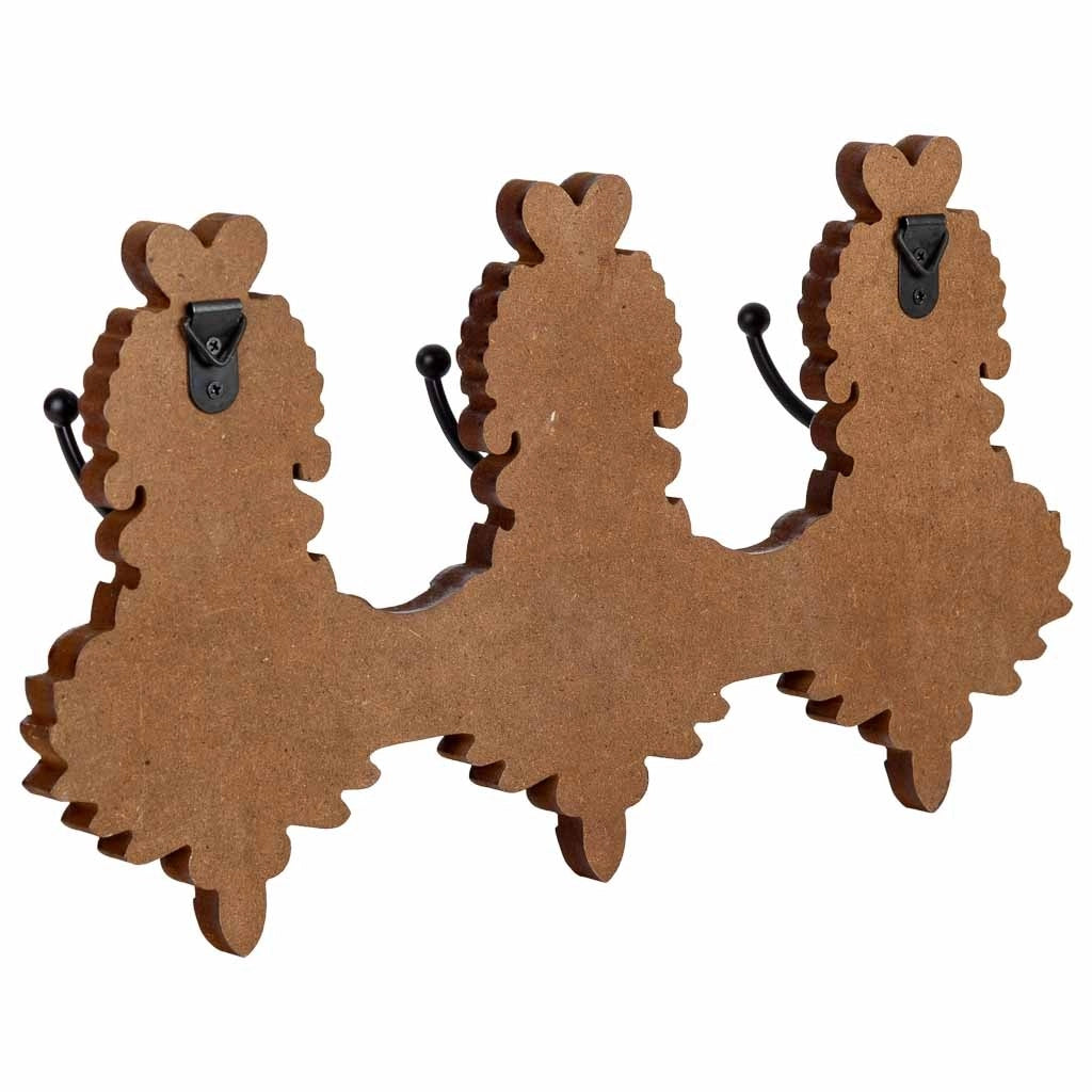 Appendino da parete in legno marrone a 3 ganci 36x8x20,5h cm