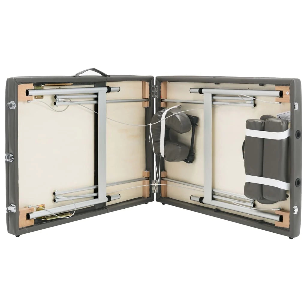 Lettino da massaggio a 3 zone struttura in alluminio panca per massaggi poggiatesta braccioli regolabili lettino da massaggio pieghevole portatile antracite 02_0001798