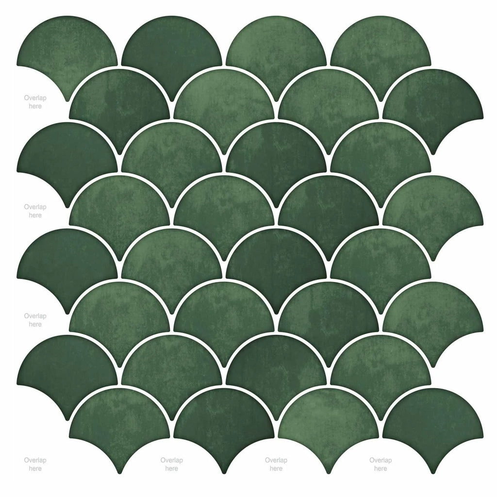Piastrella a scaglie di pesce 50 pcs Verde Scuro 30 x 30 cm 42046218