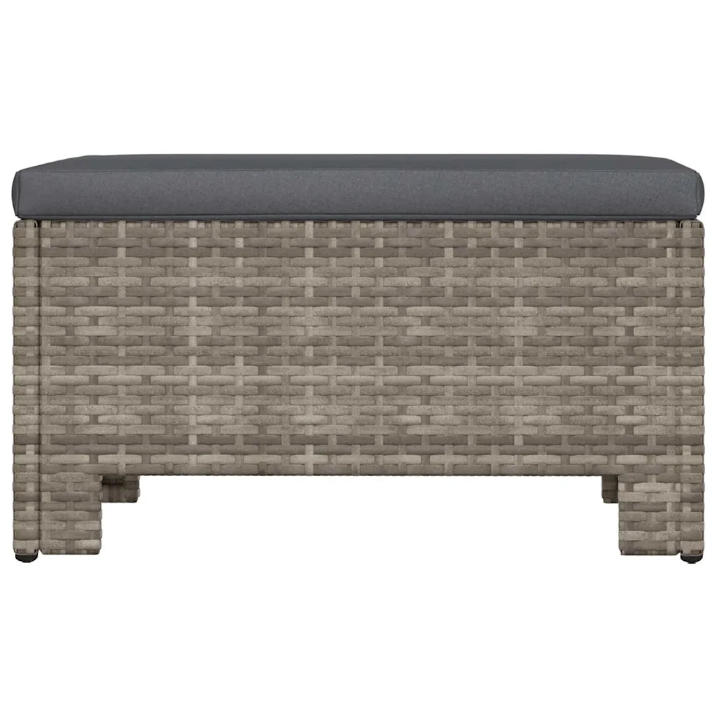 Poggiapiedi da giardino con cuscino grigio in polyrattan CFW2334129