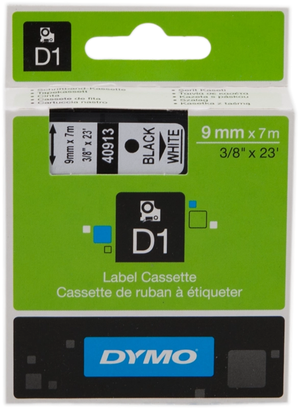 DYMO D1 etichette originali / 9 mm x 7 mm / stampa bianca su nero / etichette autoadesive per etichettatrice LabelManager / 1 Pezzo