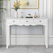 Tavolo Consolle, con 3 Cassetti, Console e Tavoli da Divano, Design Compatto e Stretto, Ingresso, Salotto, Salvaspazio e Moderno, Portata di 45 kg, 100x32x75 cm (Bianco)
