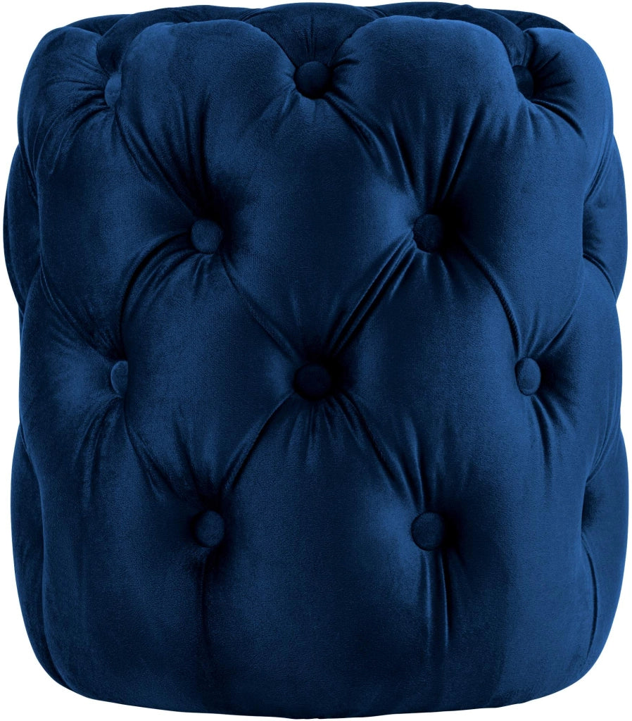 Pouf Drancy in velluto trapuntato blu,M