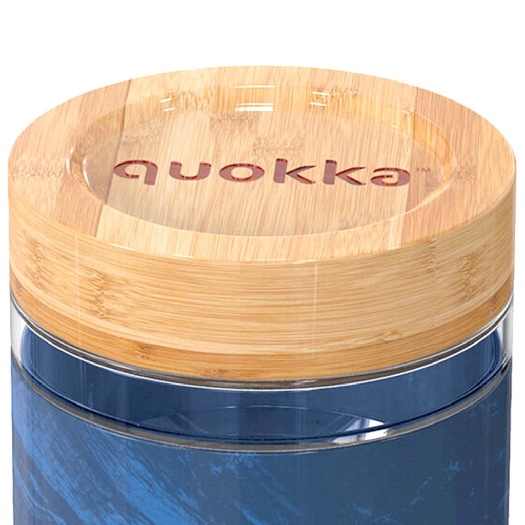 Contenitore Alimentare 500ml Decorazione Grana del Legno con Coperchio in Bambù Blu Quokka