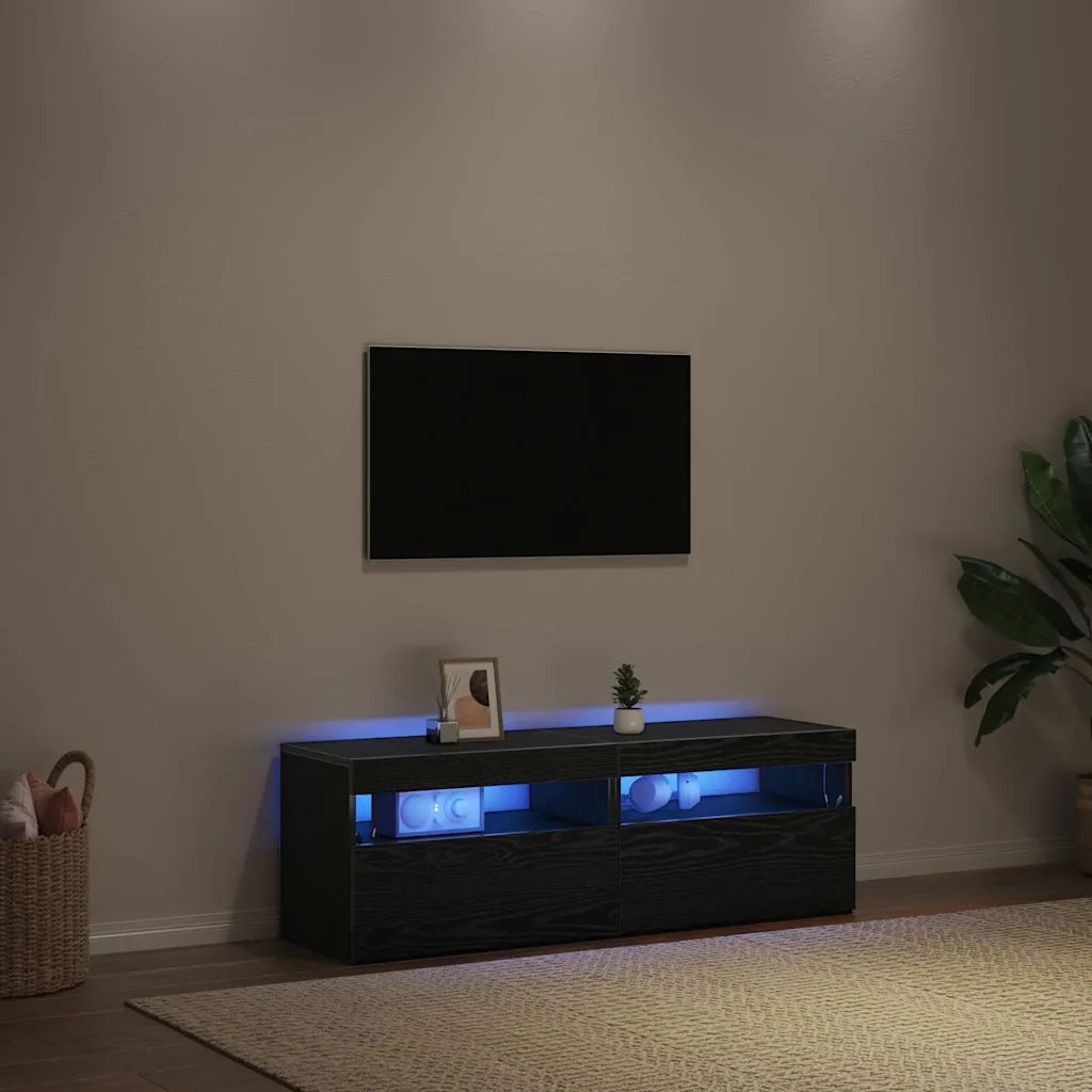 Mobile TV 2 pcs Rovere Nero 60 x 35 x 40 cm Legno multistrato 862556