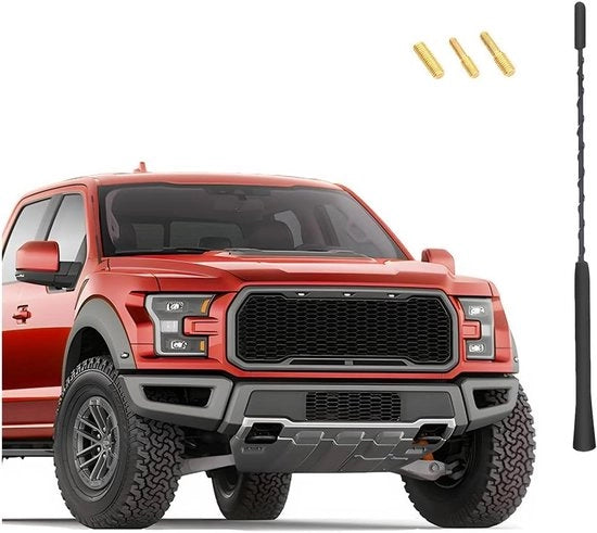 Antenna per auto con estensione di 28 cm per autoradio, adattatore per antenne sul tetto con viti, amplificatore FM per una ricezione potente in auto, SUV, camion, furgoni
