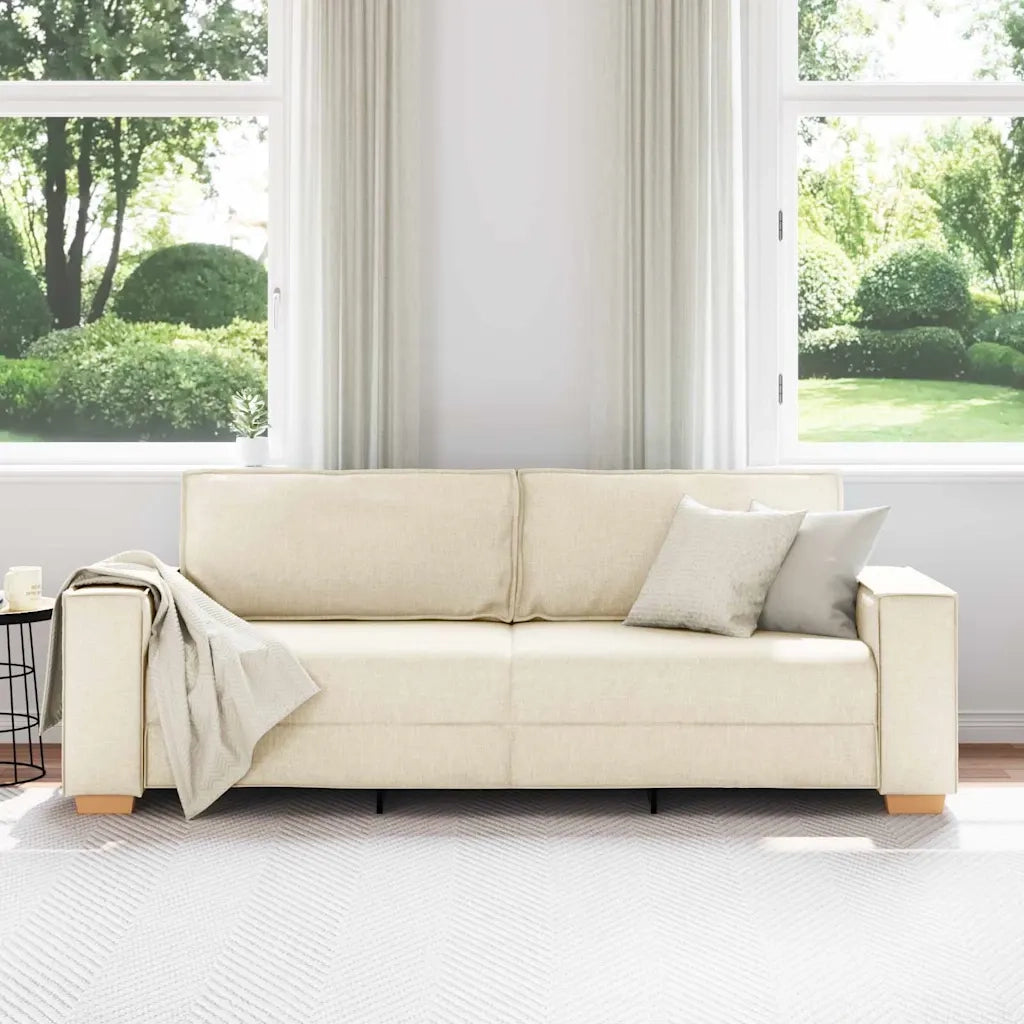 Divano 3-Persone Beige 220 cm Tessuto misto lino 4104999