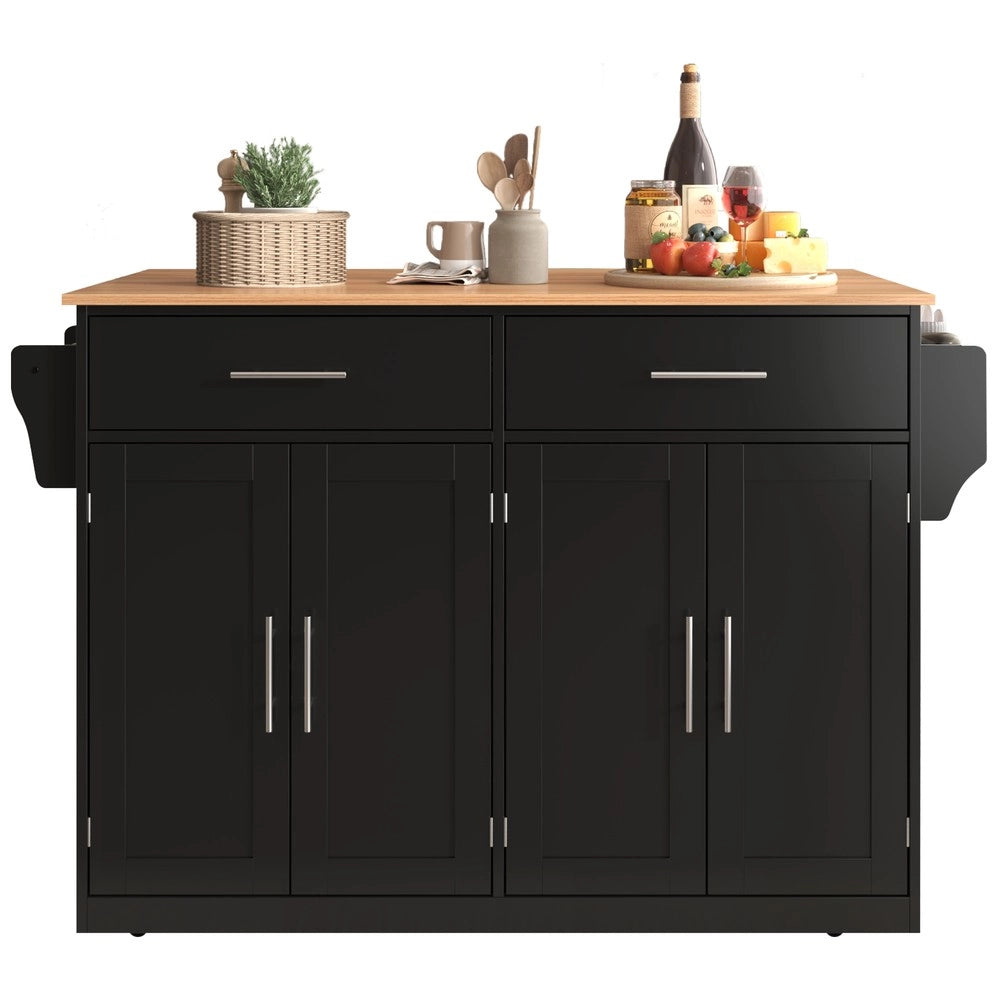 Carrello Portavivande Pieghevole ¨C Xylo ¨C Nero, 120x46x91 cm, Rotelle e Gambe in Legno