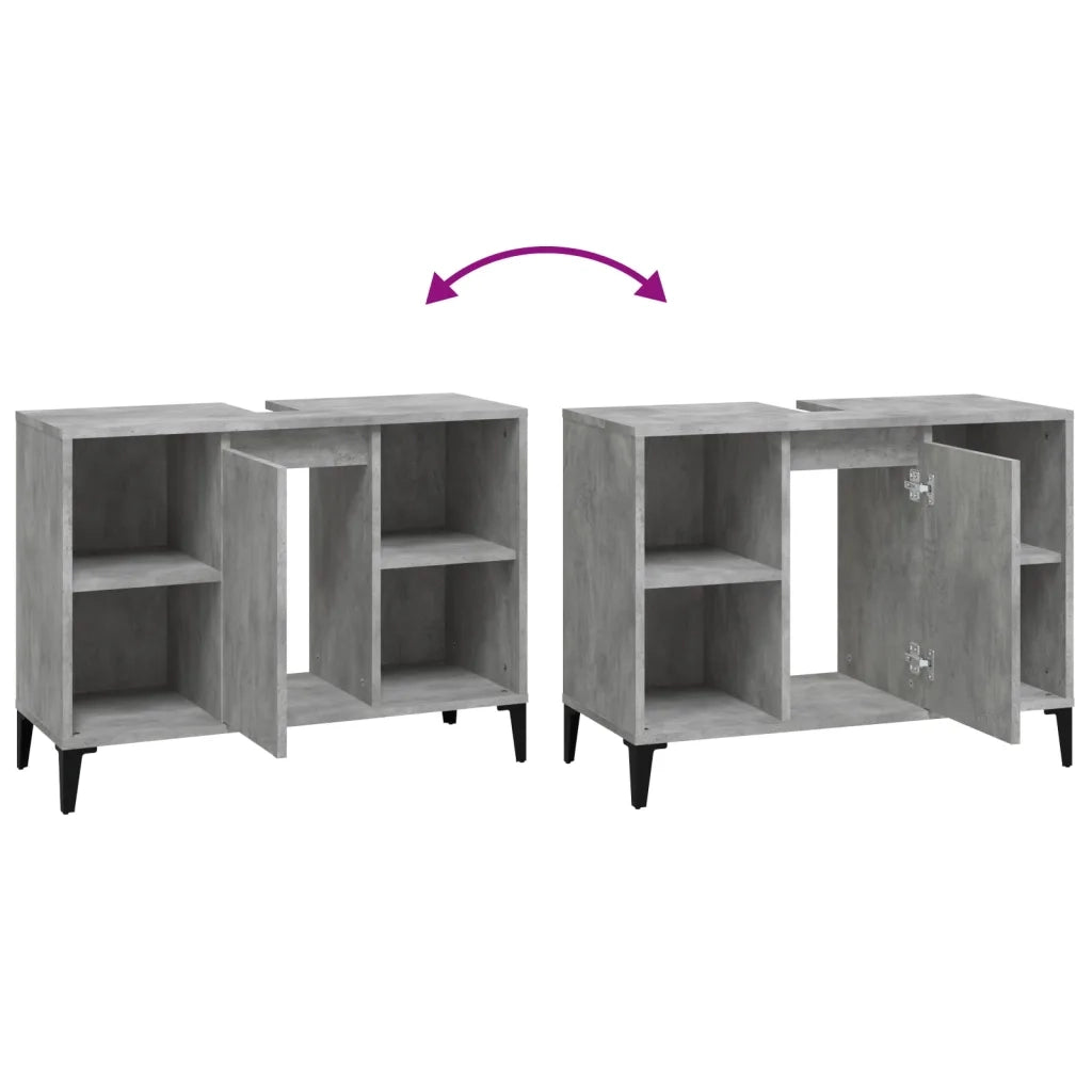 Mobile Lavabo | Armadio Lavabo Grigio Cemento 80x33x60 cm in Legno Multistrato