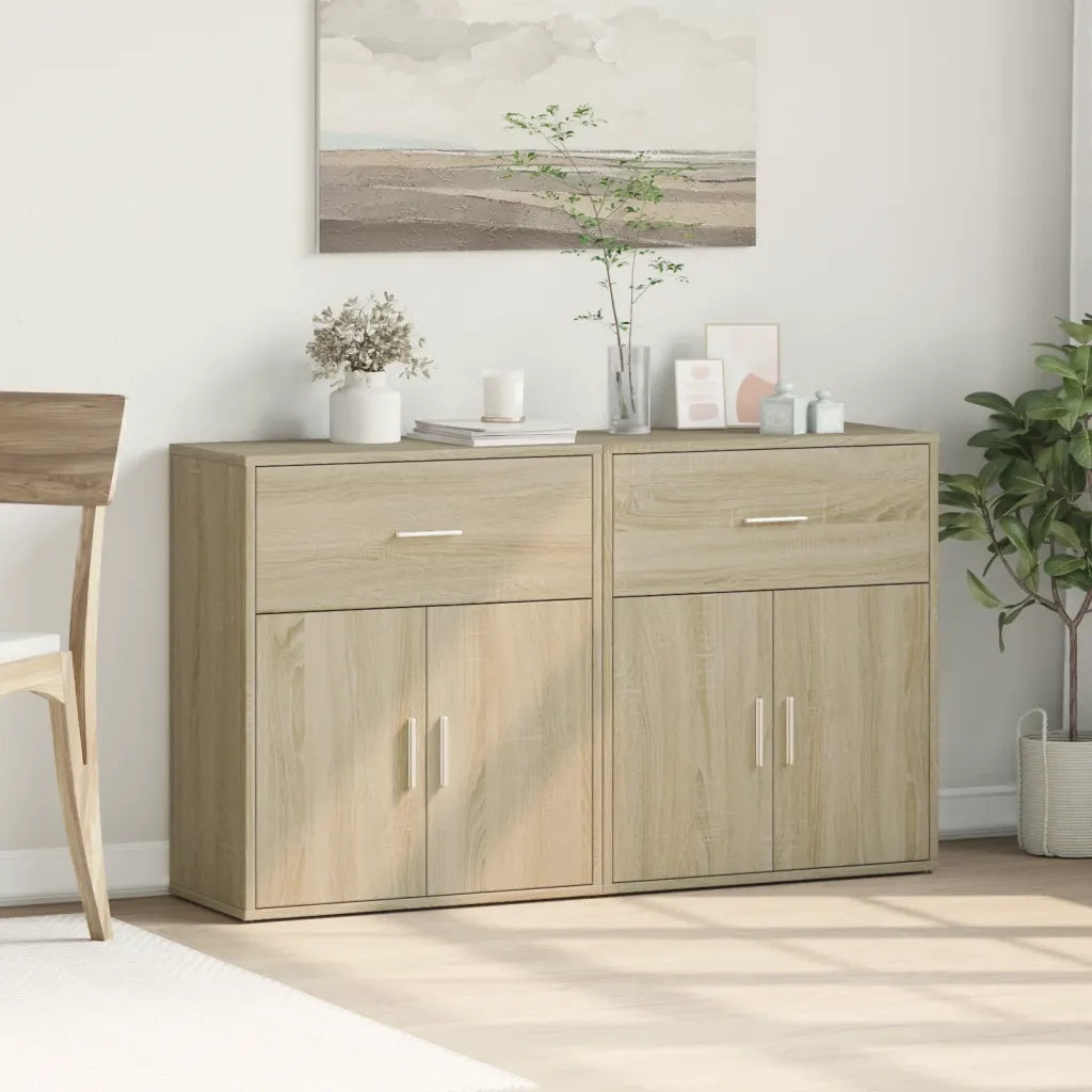 Credenze 2 pz | Madia | Buffet da pranzo | Armadio da pranzo Rovere Sonoma 60x31x70 cm in Legno Multistrato