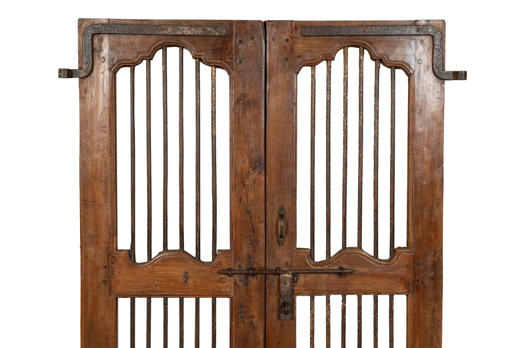 Biscottini Porta portone in legno massello e ferro da interno o da esterno vecchia e antica medievale scorrevole