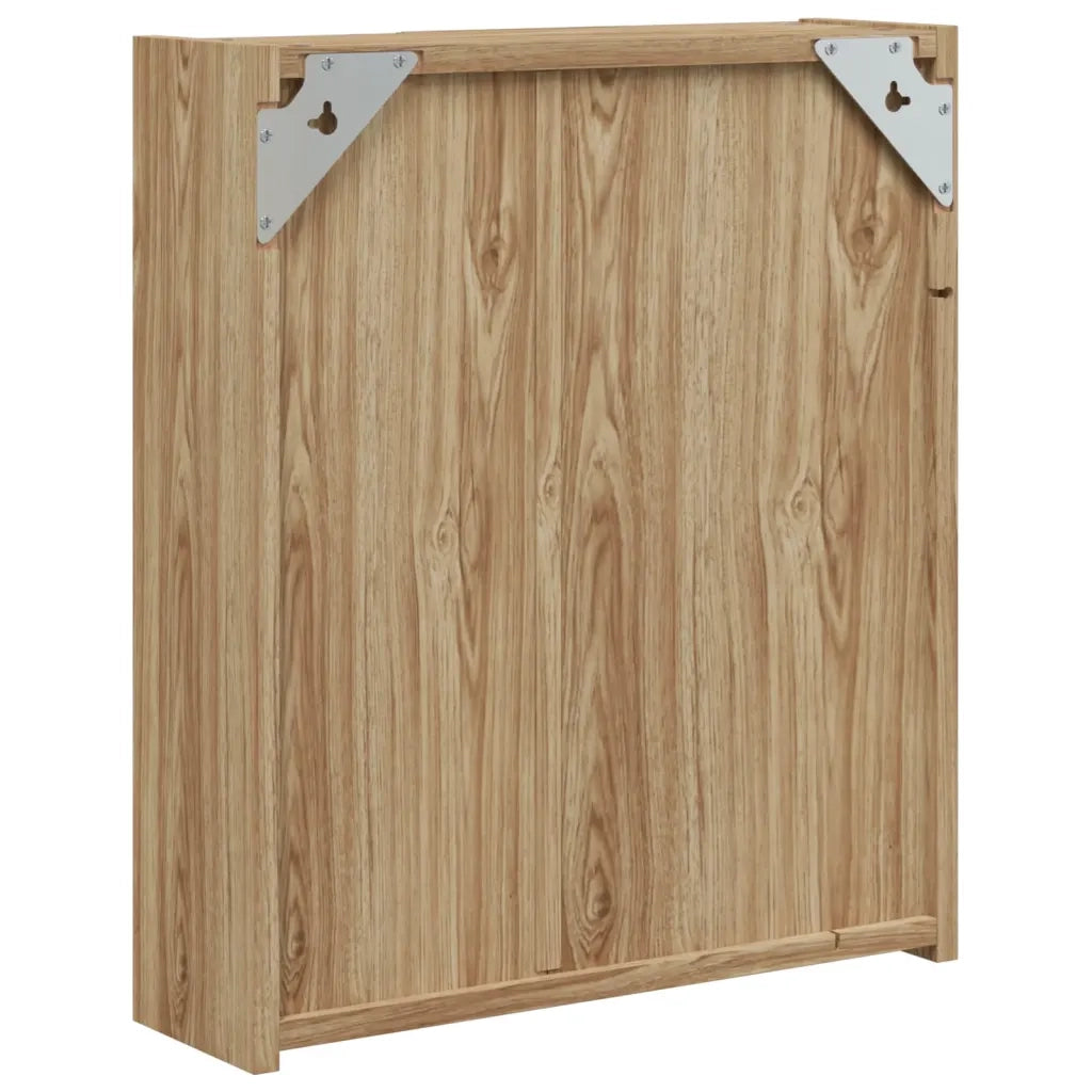 Armadietto Bagno con Specchio e LED-Mobiletto a specchio Rovere 45x13x52 cm
