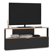 IDMarket - Mobile TV angolare ELI 100 cm in legno effetto faggio e nero