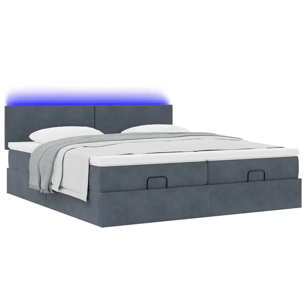 Struttura Letto Pouf con Materassi 200x200 cm Velluto 3312912
