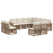 Set Divano da Giardino 11 pcs Beige e Bianco Crema polyrattan 3435159