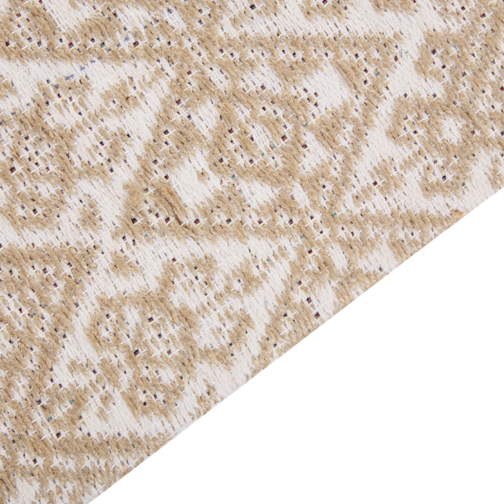 Tappeto Beige Juta 80 x 150 cm Rettangolare con motivo geometrico a trama piatta Stile Boho Camera da letto Soggiorno