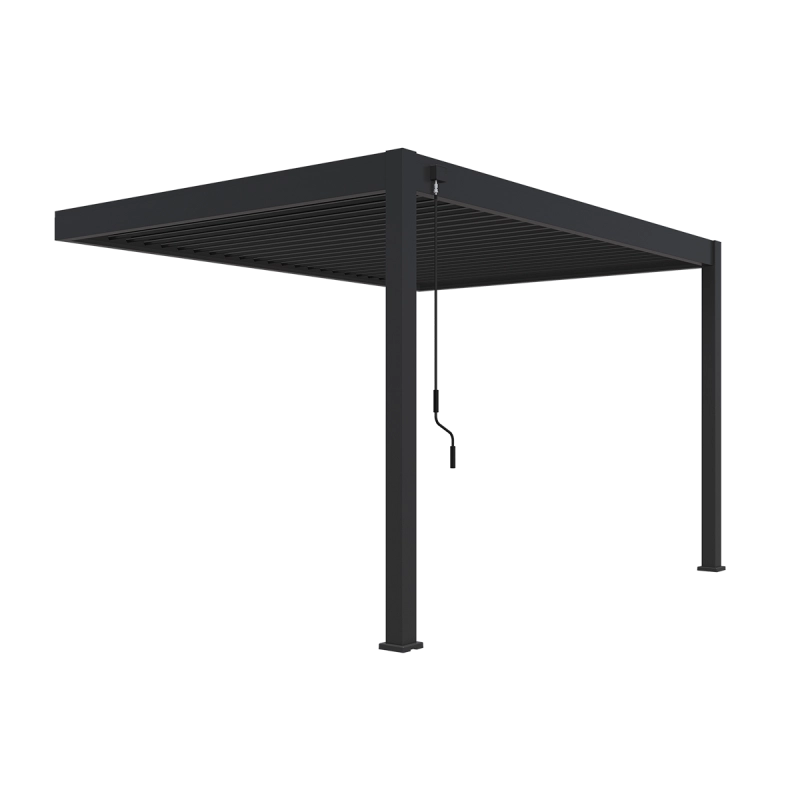 Pergola bioclimatica Ombréa addossata VS 3x4M antracite + 1 tenda 4M antracite