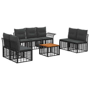 Set di divani da esterno 8 pcs Nero e Grigio scuro Poliestere