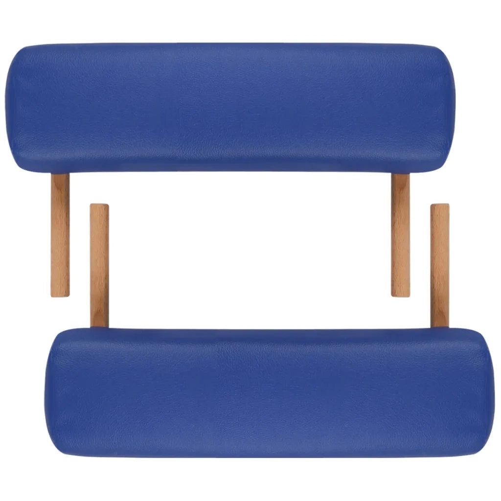 Lettino Pieghevole da Massaggio Blu 3 Zone con Telaio Legno 110079