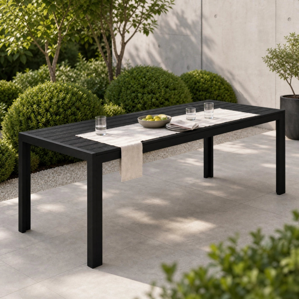 TAVOLO DA GIARDINO 190 x 84,5 x 72 cm Nero in alluminio