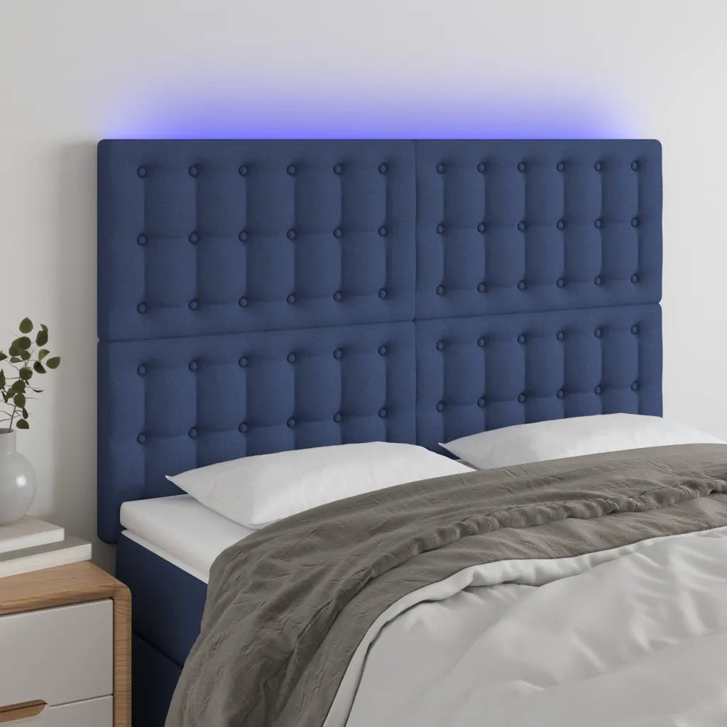 Testiera | Testata a LED Blu 144x5x118/128 cm in Tessuto