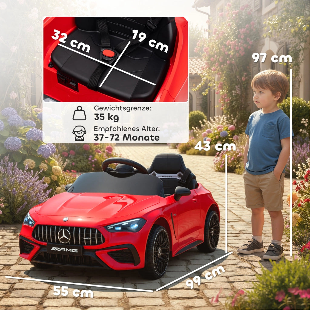 Auto elettrica per bambini Mercedes ¨C zephmum ¨C Rosso, 12V, telecomando, LED, musica, 3-6 anni